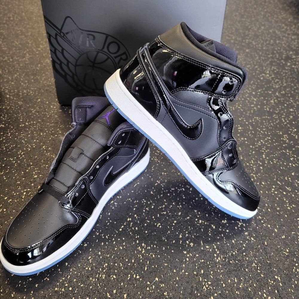 Nike Jordan 1 Mid Space Jam Black Sneakers DV1337-004 GS Size 6Y/Women's 7.5 - Picture 5 of 8